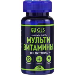 Мультивитамины 12 витаминов и 9 минералов, улучшение работы мозга и сопротивляемости стрессам, 60 капсул по 430 мг