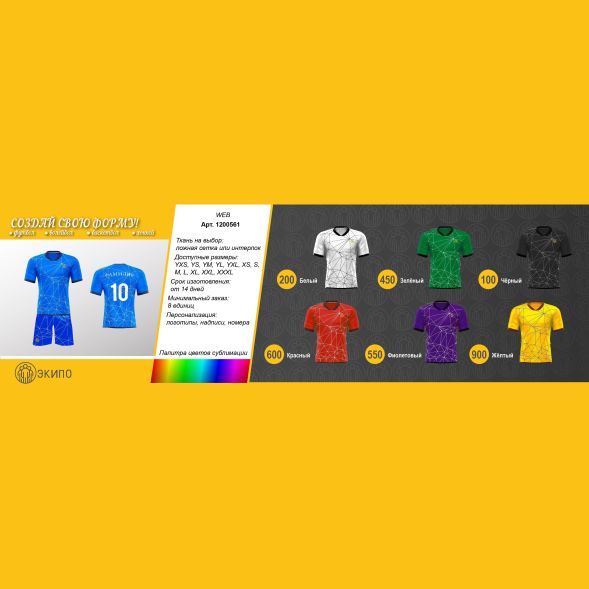 Футбольная форма ЭКИПО WEB Белый цвет