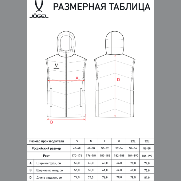 Жилет с капюшоном утепленный JOGEL ESSENTIAL PerFormPROOF Padded Hooded Vest, темно-синий
