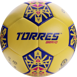 СЦ*Мяч футб. TORRES Bravo-4, F324114, р.4, ПУ, 4 сл, 32 п, гибрид.сшивка, желтый