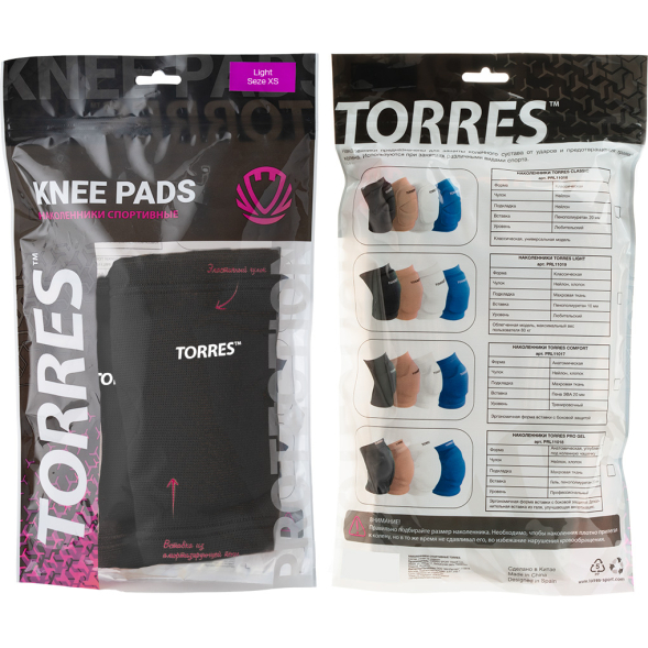 Наколенники спортивные TORRES Light PRL11019M-02, размер M, чёрные