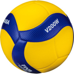Мяч вол. MIKASA V200W, р.5, оф.мяч FIVB, FIVB Appr, синт.кожа (микрофиб), 18пан, клееный, желт-син