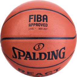 Мяч баск. SPALDING TF-250 React 76968z, р.6, FIBA Approved, композит. кожа (ПУ), коричнево-черный
