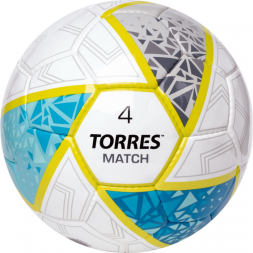 Мяч футб. TORRES Match, F323975, р.5, 32 панел. ПУ, 4 под. слоя, руч. сшив., бело-серо-голубой