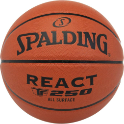 Мяч баск. SPALDING TF-250 React 76801z, р.7, композит. кожа (ПУ), коричн-черн.