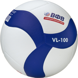 Мяч вол. ВОЛАР VL-100, р.5, оф.мяч ВФВ, синт.кожа (микрофибра), 18 панелей, клееный, бело-син