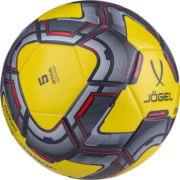 Мяч футбольный JÖGEL Grand №5, желтый/серый/красный