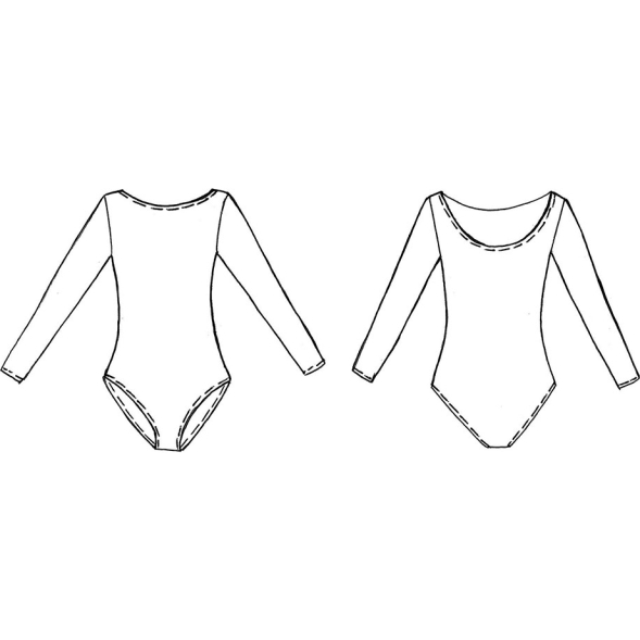 Купальник гимнастический с длинным рукавом Indigo SM-094-32, размер 32, черный