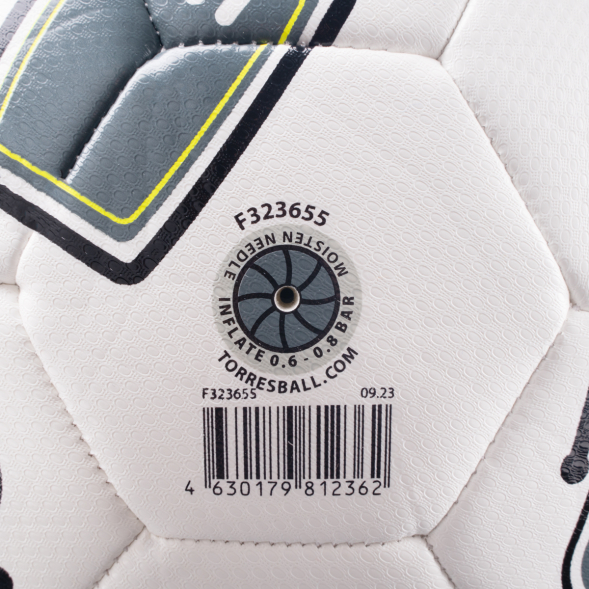 Мяч футб. TORRES BM 300, F323655, р.5, 32 пан.,ТПУ, 2подкл. слой, маш. сш., бело-серо-желтый