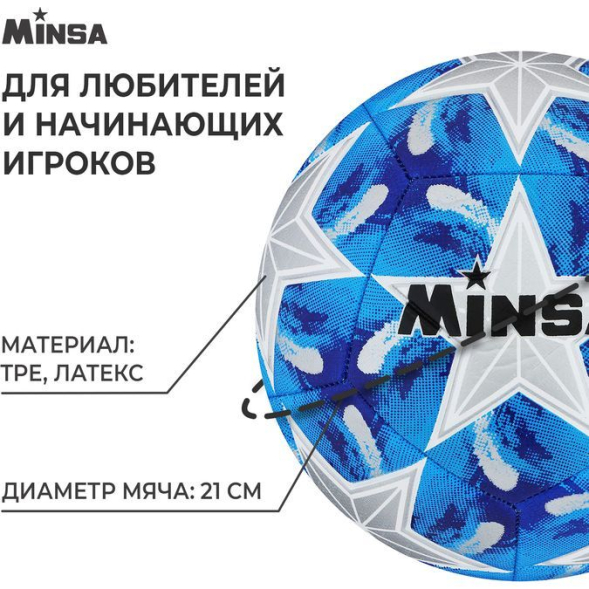 Мяч футбольный MINSA, TPE, машинная сшивка, 12 панелей, р. 5