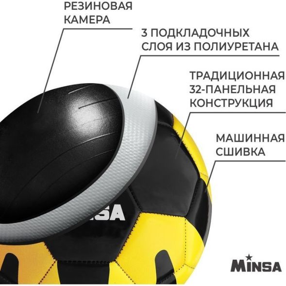 Мяч футбольный MINSA, PU, машинная сшивка, 32 панели, р. 5