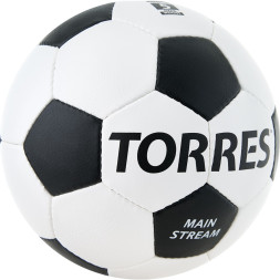 Мяч футб TORRES Main Stream, F30185, р 5, 32 пан ПУ, 4 под слоя, руч сшивка, бело-черный