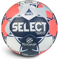 Мяч ганд  SELECT Ultimate EHF Euro Men Replica v26, 3572858749, р 3, ПУ, руч сш, бело-сине-коралл