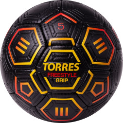 Мяч футб TORRES Freestyle Grip, F323765, р 5, 32 панели PU, ручная сшивка, черно-желт-красн