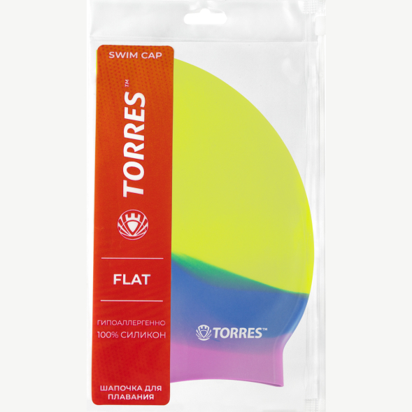 Шапочка для плавания TORRES Flat, SW-12202MG,оранжевый мультиколор, силикон