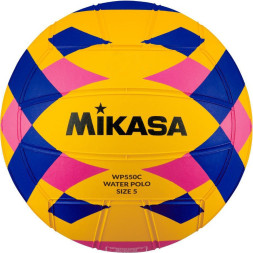 Мяч для водного поло MIKASA WP550C р.5,муж., резина, вес 400-450гр, желт-сине-роз