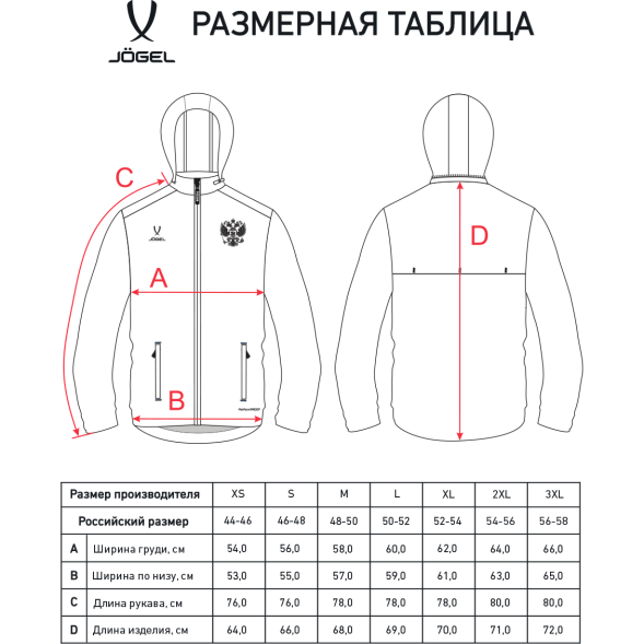 Куртка ветрозащитная JÖGEL NATIONAL PerFormPROOF Rain Jacket, красный