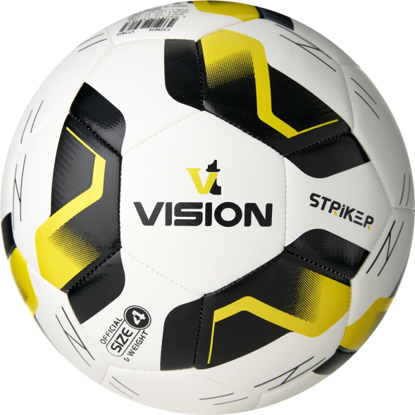 Мяч футб. VISION Striker, F325034, р.4,32 пан.,гл.TPU,2подкл. слой, маш. сш., бело-черно-желт