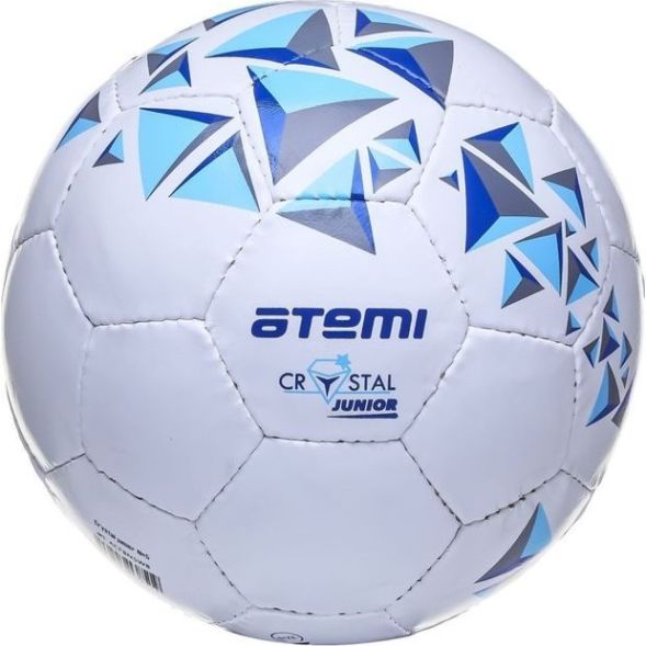 Мяч футбольный ATEMI CRYSTAL JUNIOR, PVC, бел/син/гол, размер 5, 7-10лет, р/ш, окруж 68-70