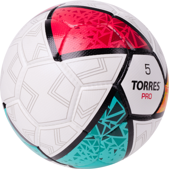 Мяч футб. TORRES Pro, F323985, р.5, 32 панел. EPU-Microf, 4 подкл. слоя, ручная сшивка, бело-мультик