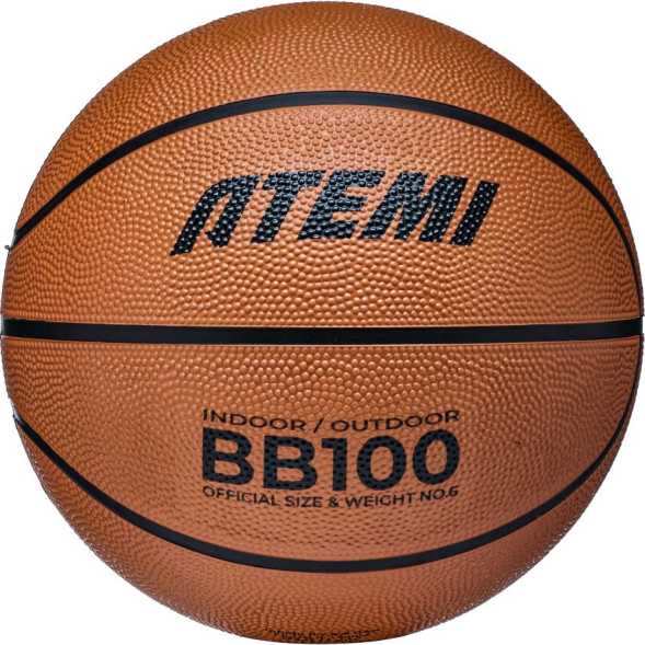 Мяч баскетбольный Atemi, р. 6, резина, 8 панелей, BB100N, окруж 72-74, клееный