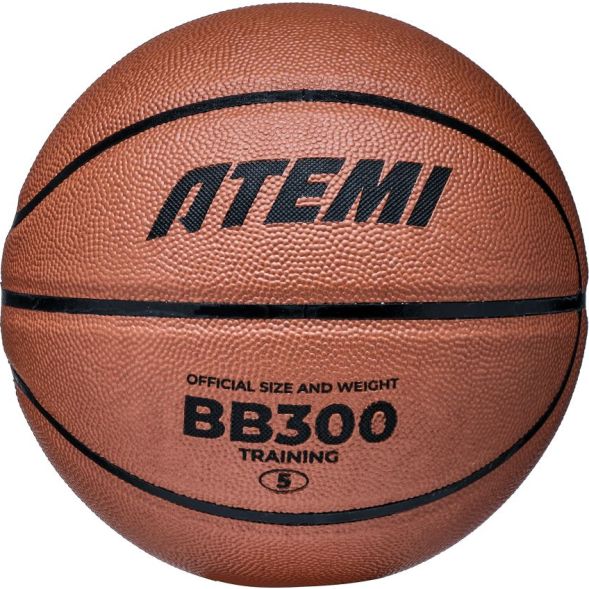 Мяч баскетбольный Atemi, р. 5, синтетическая кожа ПВХ, 8 панелей, BB300N, окруж 68-71, клееный