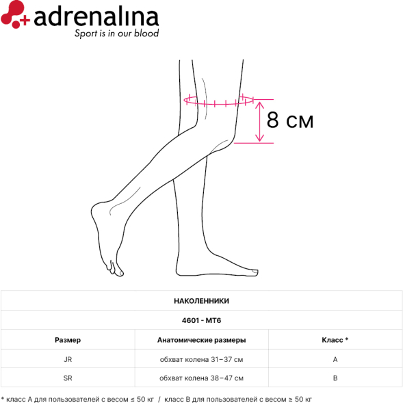 Наколенники волейбольные +ADRENALINA MT6 4601-049, размер взрослый, черный
