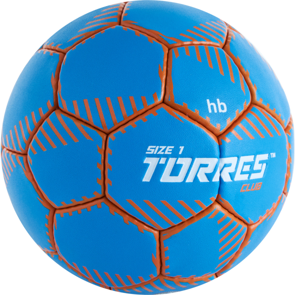 Мяч ганд. TORRES Club, H32441, р.1, ПУ, 5 подкл. слоев, руч. сшивка, синий