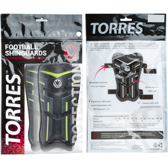 Щитки футбольные TORRES Training FS2306L, размер L