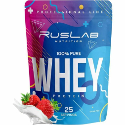 Протеин RusLabNutrition Whey 100 % pure Клубника со сливками, спортивное питание, 800 г
