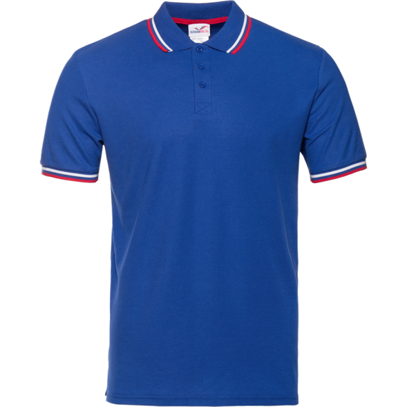 Рубашка поло мужская триколор STAN хлопок/полиэстер 185, 04RUS