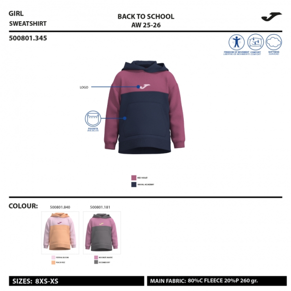 SUDADERA CON CAPUCHA PARK NARANJA ROSA