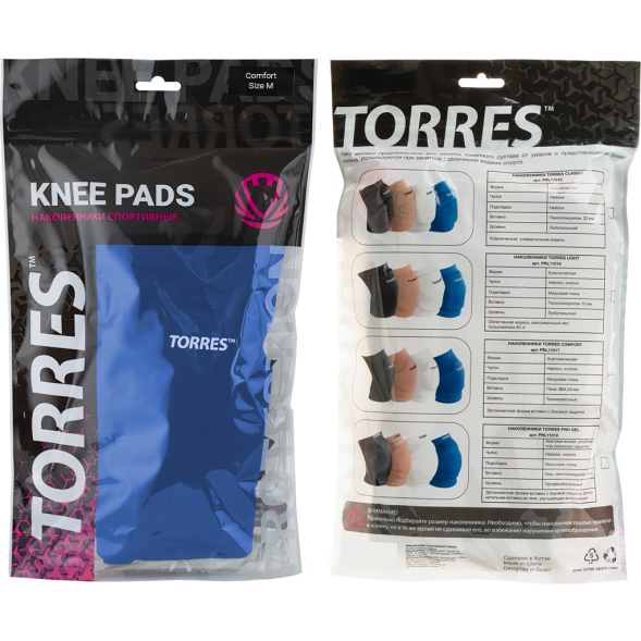 Наколенники спортивные TORRES Comfort PRL11017M-03, размер M, синие
