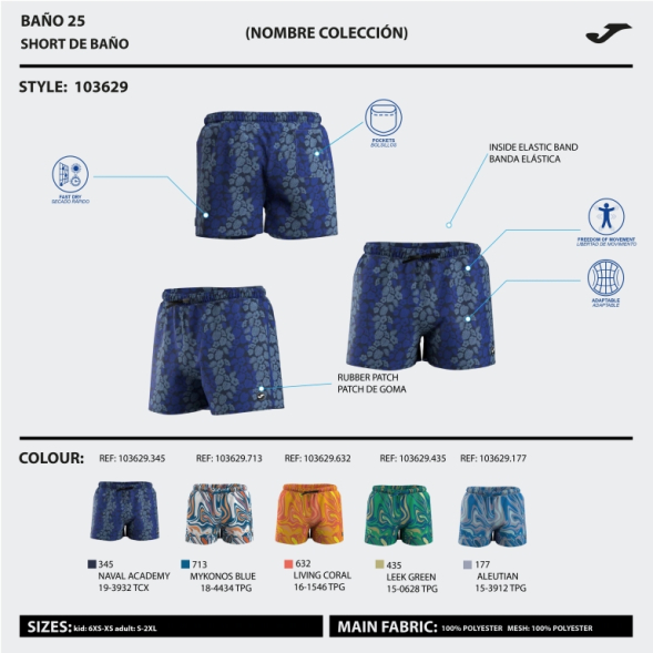 BERMUDA DE BAÑO SANTA MÓNICA CORAL NARANJA