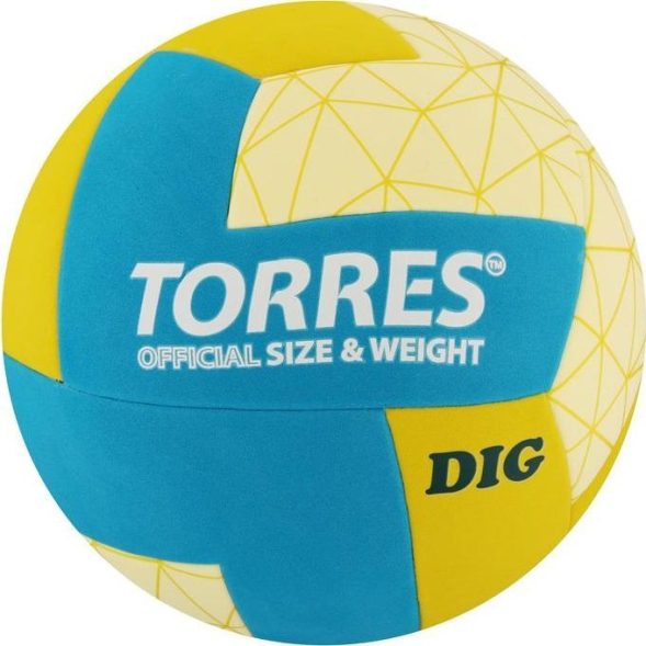 Мяч волейбольный TORRES Dig, TPE, клееный, 12 панелей, р. 5