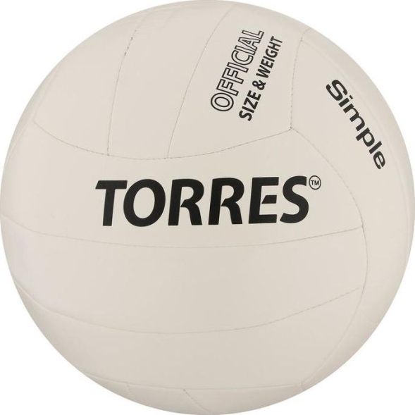 Мяч волейбольный TORRES Simple, TPU, машинная сшивка, 18 панелей, р. 5