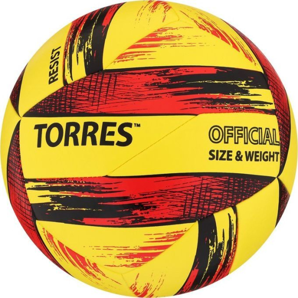 Мяч волейбольный TORRES Resist, V321305, PU, гибридная сшивка, 12 панелей, р. 5