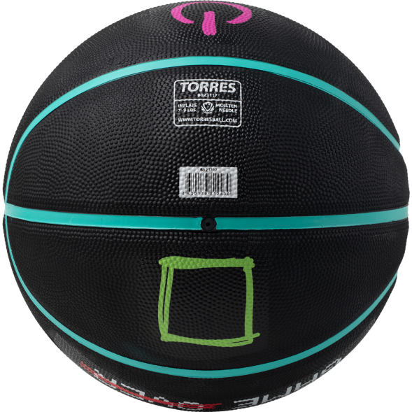 Мяч баск. TORRES Game Over B023117, р.7, резина, нейлон. корд, бут. кам., черный
