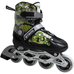 Раздвижные роликовые коньки для детей черн/зелен, Alu, Abec5, Размер, 27-30, AJIS-12.04 Jungle Boy