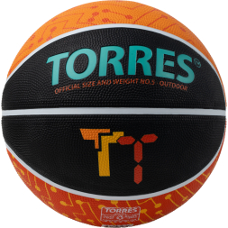 Мяч баск. TORRES TT, B023155, р.5, резина, нейлон. корд, бут. кам., черный-мультиколор