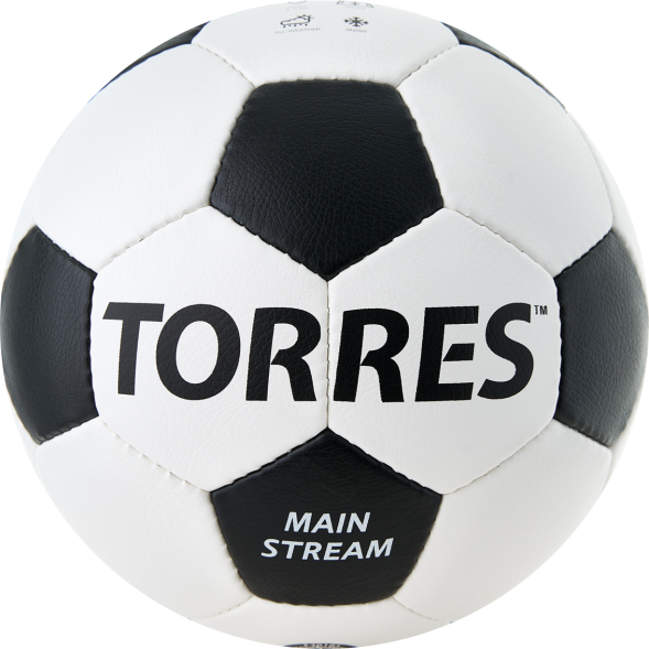 Мяч футб. TORRES Main Stream, F30184,р.4, 32 пан. ПУ, 4 под. слоя, руч. сшив., бело-черный
